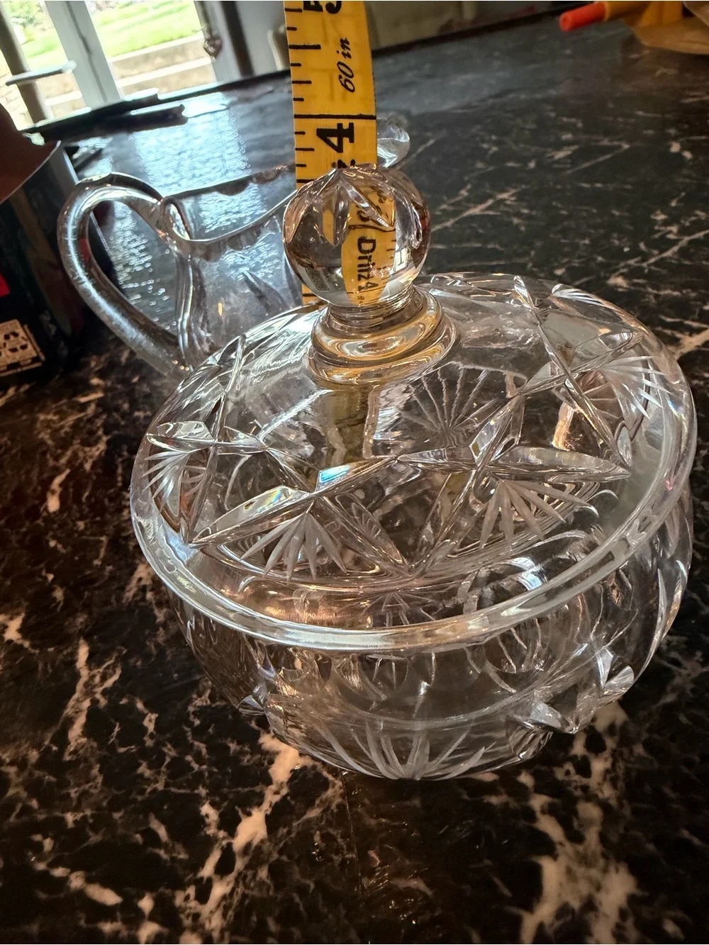 Vintage Anchor Hocking Clear Glass Creamer Covered Sugar Bowl Set with Lid